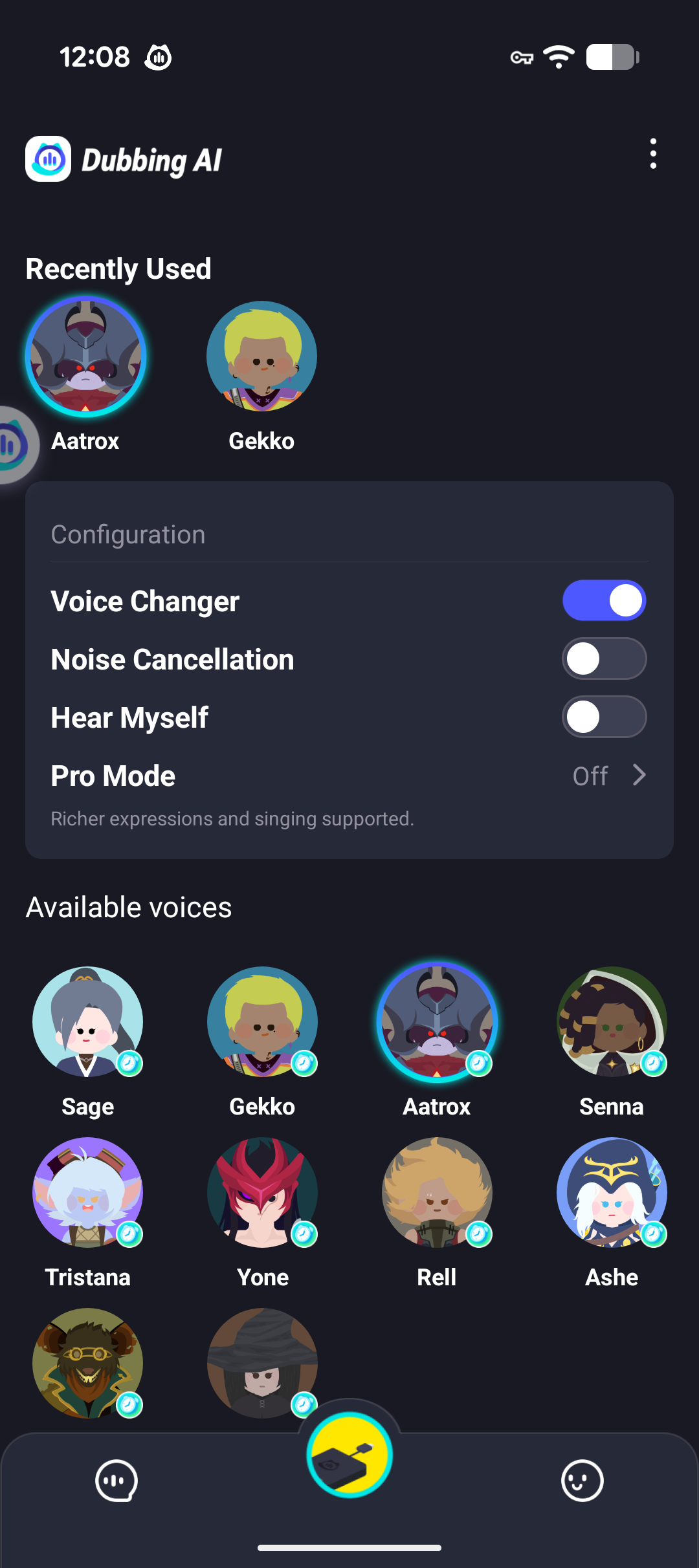 Dubbing AI app settings screen